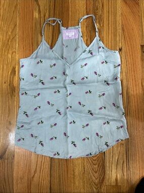 Hemline Light Blue Floral Spaghetti Strap Cami